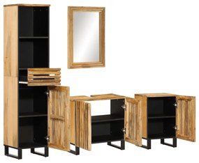 3217090 vidaXL Set mobilier de baie, 4 piese, lemn masiv de mango brut