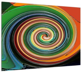 Tablou pe sticlă abstract - spirala colorata (70x50 cm)