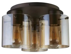 Searchlight 88911-3MO - Plafonieră SWEDEN, 3 x E27, 60W, 230V, Ø39 cm, maro/fumuriu