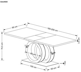Masa extensibila Galardo alba – L160-200xl90xh76 cm
