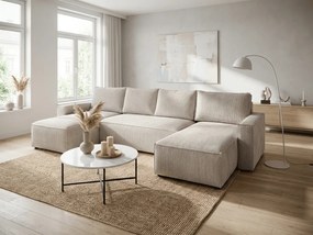OFERTA Set mobilier coltar in forma de U SMART COSARO bej deschis 295x140 cm clasa a II-a