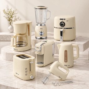 Blender manual Oliver Voltz Nice OV51112PR, 600 W, 2 viteze, Atasament din otel, Crem