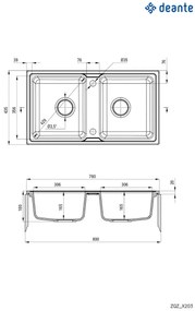 Chiuvetă din granit, 2-cuve, Zorba, ZQZ_S203
