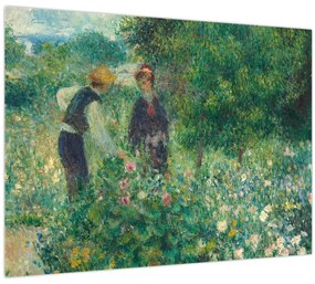 Tablou pe sticlă - Auguste Renoir, Picking Flowers, reproducere (70x50 cm)