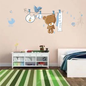 Sticker perete Blue Bear Baby Shower