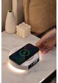 Immax 08983L - Ceas deșteptător cu LCD și încărcător wireless Qi 27W/9V alb