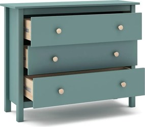 Comodă pentru copii în culoarea petrolului joasă din lemn de pin 100x80 cm Max – Marckeric
