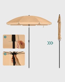 Umbrelă SOLARA, Ø160 cm, maro deschis (taupe) SongmicsHome