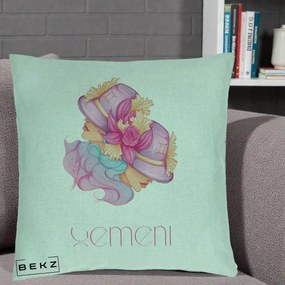 Perna Personalizata Zodie Gemeni, 40x40 cm, Verde Menta, Husa Detasabila, Perna Inclusa, BEKZ®