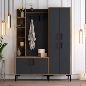 Cuier cu pantofar Casamob Hall Stand, Nuc, 150 x 200 x 35 cm