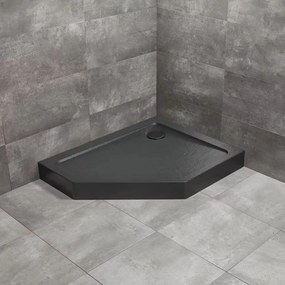 Cadita dus pentagonala Radaway Doros PT E Compact Stone 90x80 cm acril negru dreapta
