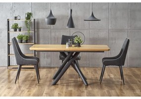 Masa Bucatarie Si Dining DERRICK Extensibila Stejar/Negru 160(200)x90 cm