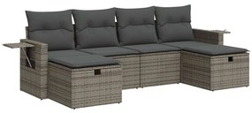 3325526 vidaXL Set mobilier grădină cu perne, 6 piese, gri, poliratan