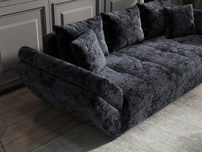 Canapea extensibilă dumonde cu ladă de depozitare si sezut confortabil din spuma high-density, Berlin Euphoria Black 250x100 cm