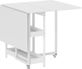 HOMCOM Masă Pliabilă cu 2 Blaturi Rabatabile pentru 4 Persoane cu 2 Rafturi Deschise, Gri | Aosom Romania