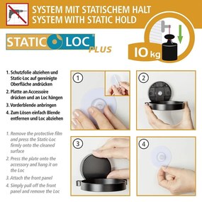 Suport de perete pentru hârtie igienică Wenko Static-Loc® Plus, negru