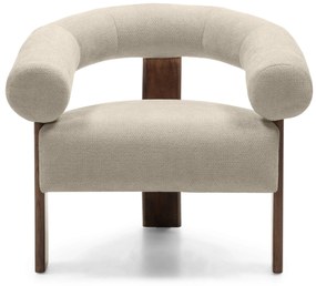 Fotoliu design bej KOKEI ALIA, decor nuc