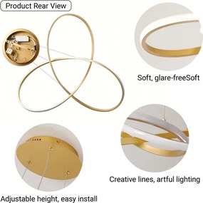 Brilagi - Lustră LED reglabilă suspendată pe cablu INFINITY LED/80W/230V 80x80 cm aurie + telecomandă