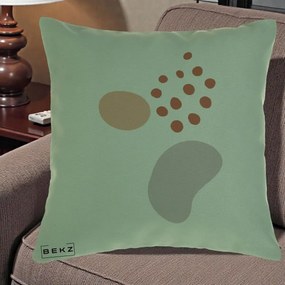Perna Decorativa Abstract Forme Organice Pastel, 40x40 cm, Verde, Husa Detasabila, Perna Inclusa, BEKZ®