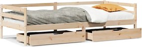 vidaXL Pat de zi cu sertare, 90x200 cm, lemn masiv pin