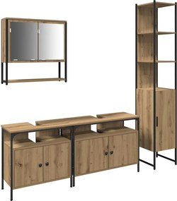 vidaXL Set de mobilier pentru baie cu raft 4 pcs stejar artizanal