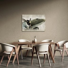 Tablou pe sticlă - Avion vechi cu elice (70x50 cm)
