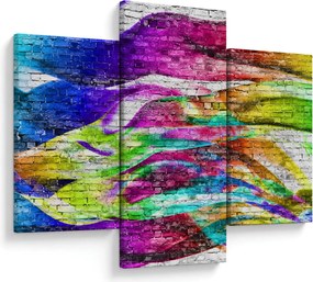 Tablou - Zid de cărămidă cu flăcări colorate (90x60 cm)