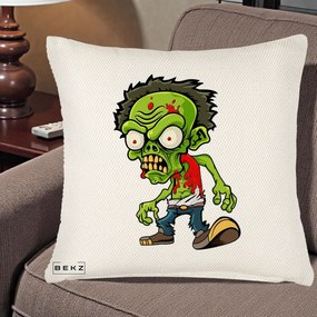 Perna Decorativa Zombie Halloween, 40x40 cm, Crem Reliefat, Husa Detasabila, Perna Inclusa, BEKZ®
