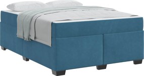 vidaXL Cadru de pat cu saltea Albastru închis 140 x 200 cm țesătură