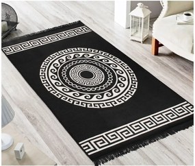 Covor reversibil Cihan Bilisim Tekstil Mandala, 120 x 180 cm, bej-negru