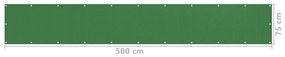 Paravan de balcon, verde deschis, 75x500 cm, HDPE Lysegronn, 75 x 500 cm