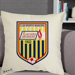 Perna Personalizata CSM Flacara Moreni 1922 Fotbal, 40x40 cm, Ecru, Husa Detasabila, Perna Inclusa, BEKZ®