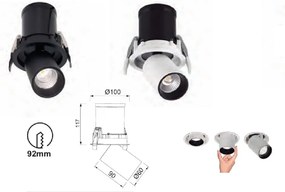 Spot LED 2700K incastrabil GARDA 6cm negru