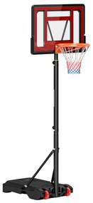 HOMCOM Suport de basket cu roți, Coș de basket reglabil, independent, Plastic, Oțel, 75L x 83L x 205-261H cm | Aosom Romania