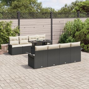 vidaXL Set canapea grădină 9 piese cu perne, rattan poly negru