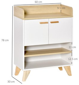 Mobilier multifunctional cu dulap si rafturi deschise, mobilier pentru sufragerie, bucatarie, birou, din lemn alb, 60x30x78cm HOMCOM | Aosom RO