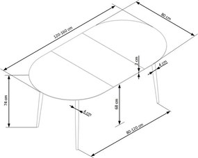 Masa extensibila Colorado stejar auriu - L120/160xl80xh74 cm