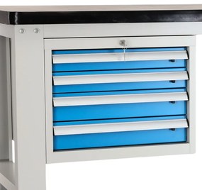 Masa atelier Solid MDF-44, 180 cm, 2 cutii suspendate, negru
