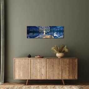 Tablou - Cerbi în luna plină (cu ceas) (90x30 cm)