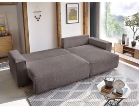 Colțar maro închis extensibil cu tapițerie din catifea reiată (cu colț variabil) Nihad – Bobochic Paris