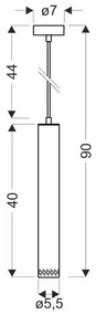 Lustră neagră cu abajur din lemn ø 7 cm Tubo – Candellux Lighting