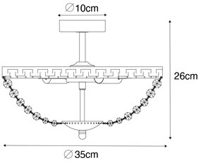 Plafonieră clasică din oțel cu cristal cu 3 lumini - Mondrian