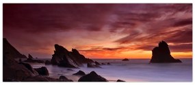 Tablou cu apus de soare pe mal (120x50 cm)