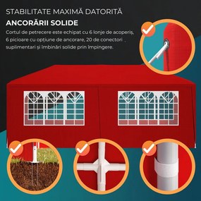 Cort de petrecere NEAPOL, 3x6m, roșu Jurhan