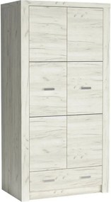 Dulap INDIANAPOLIS I1, stejar craft alb, PAL laminat, cu 2 usi si un s