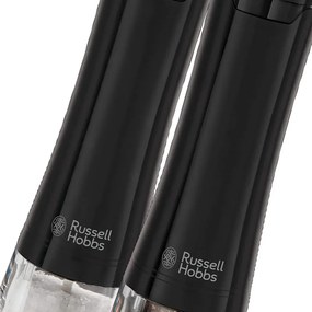 Moara electrica de sare si piper Russell Hobbs Black 28010-56, Mecanism ceramic, LED, Negru