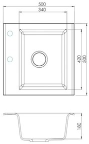 ALVEUS SETA23193 - Chiuvetă de bucătărie ATROX + baterie de chiuvetă MINTAS, 34 cm, granit/negru