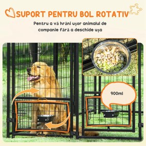 PawHut Canisa Aer Liber Lada Blocare Animale Companie Gard Sârmă Sudată Oțel Acoperiș Protecție | Aosom Romania
