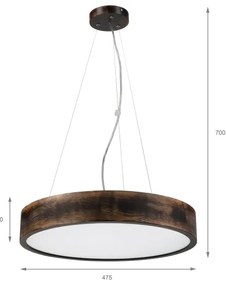 Brilagi - Candelabru LED suspendat CARVALHO SMOKEY, 3xE27/60W/230V, stejar, Ø 47,5 cm