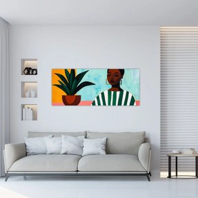 Tablou - Femeie cu floare (120x50 cm)